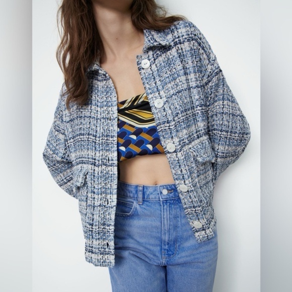 Zara Tweed Light Weight Button Jacket - Picture 2 of 6